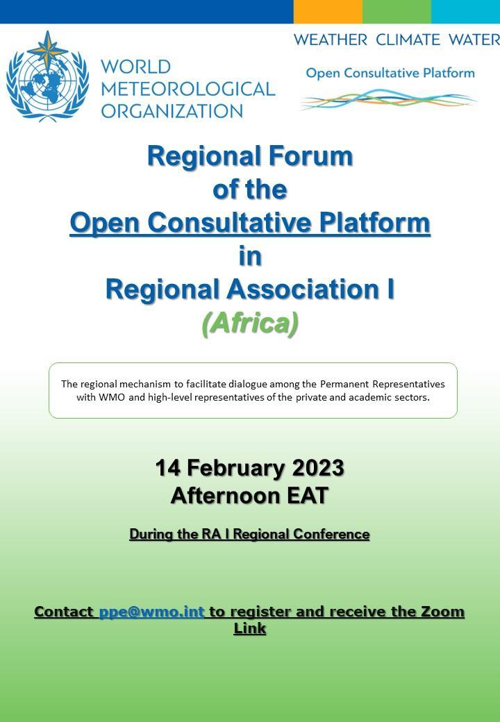 The poster for the regional forum of the open consultative platform in africa.